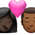 👩🏿‍❤️‍💋‍👨🏾 kiss: woman, man, dark skin tone, medium-dark skin tone display on Apple